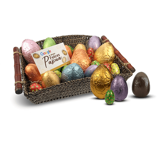 Basket with chocolate eggs