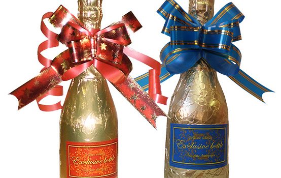 Chocolate Champagne Bottle 250g with ribbon