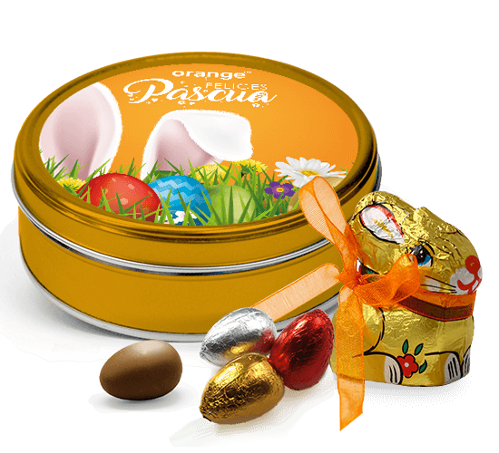 Easter tin with chocolate eggs
