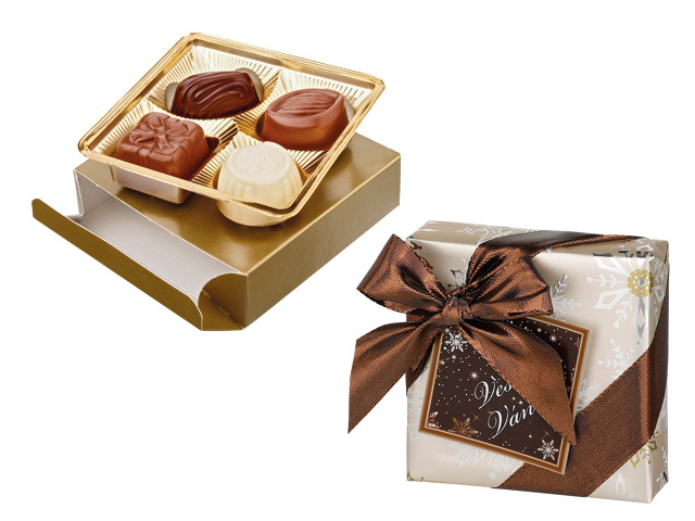 Belgian truffles of dark, milk and white chocolate in a gift box, 50 g