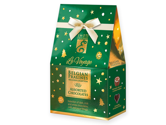 CHRISTMAS SWEETNESS Selection of Belgian pralines with filling in gift box, 75g
