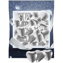 Chocolate hearts in silver glaze, 15g