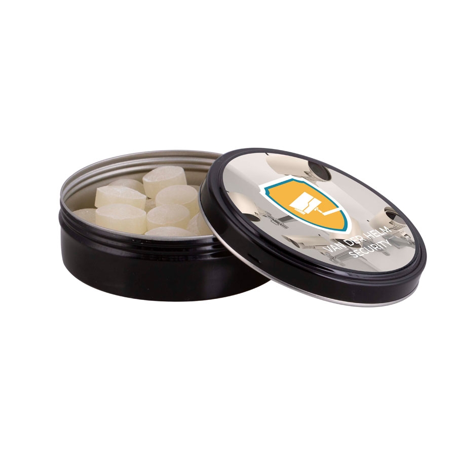 Round tin fruit sweets
