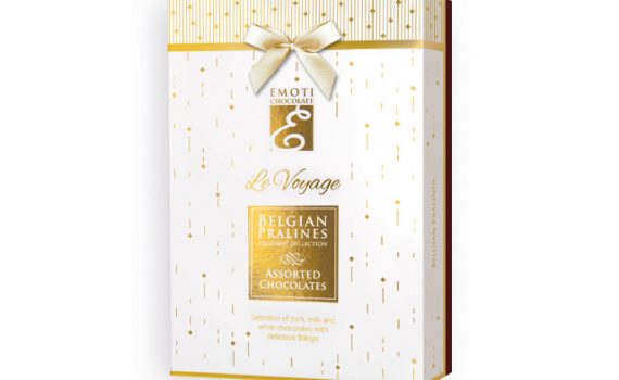 Selection of Belgian truffles from dark, milk and white chocolate in a gift box, 120 g