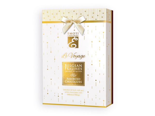 Selection of Belgian truffles from dark, milk and white chocolate in a gift box, 120 g