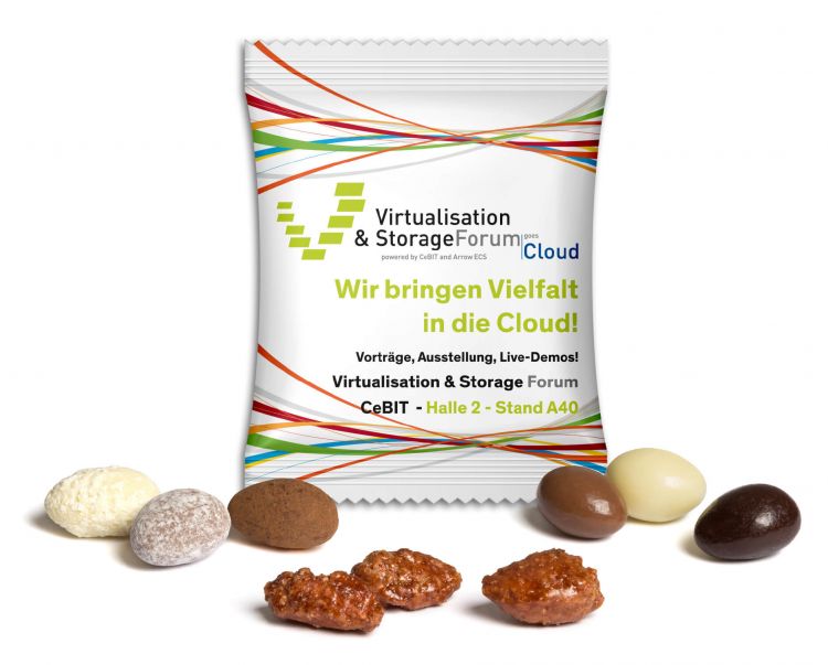 Almonds in advertising bag