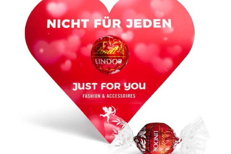 Lindt Lindor chocolate truffle in personalized carton