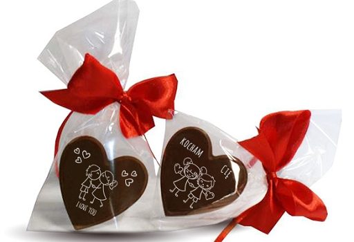 Valentine chocolate heart with ribbon
