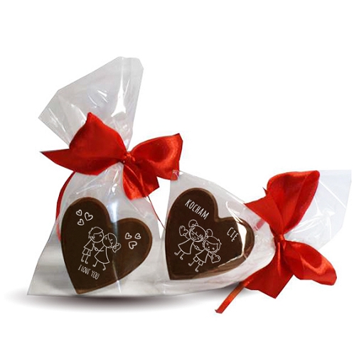Valentine chocolate heart with ribbon