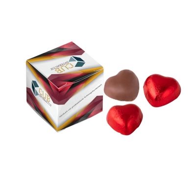 Promotion box with 3 chocolate hearts