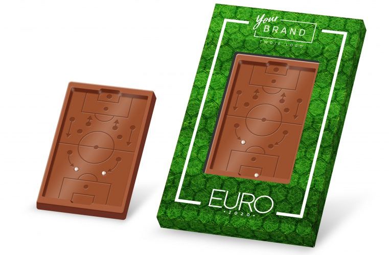 Promotional chocolate soccer field