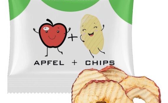 Organic apple chips 15g, maxi bag with custom print
