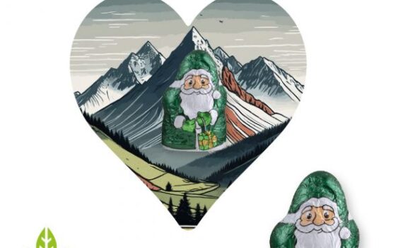 Vegan chocolate mini Santa Claus vegan 7g, express Mini flyer heart with custom print