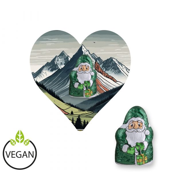 Vegan chocolate mini Santa Claus vegan 7g, express Mini flyer heart with custom print